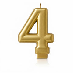 Metallic Gold Number 4 Birthday Candle | 3.25 In.