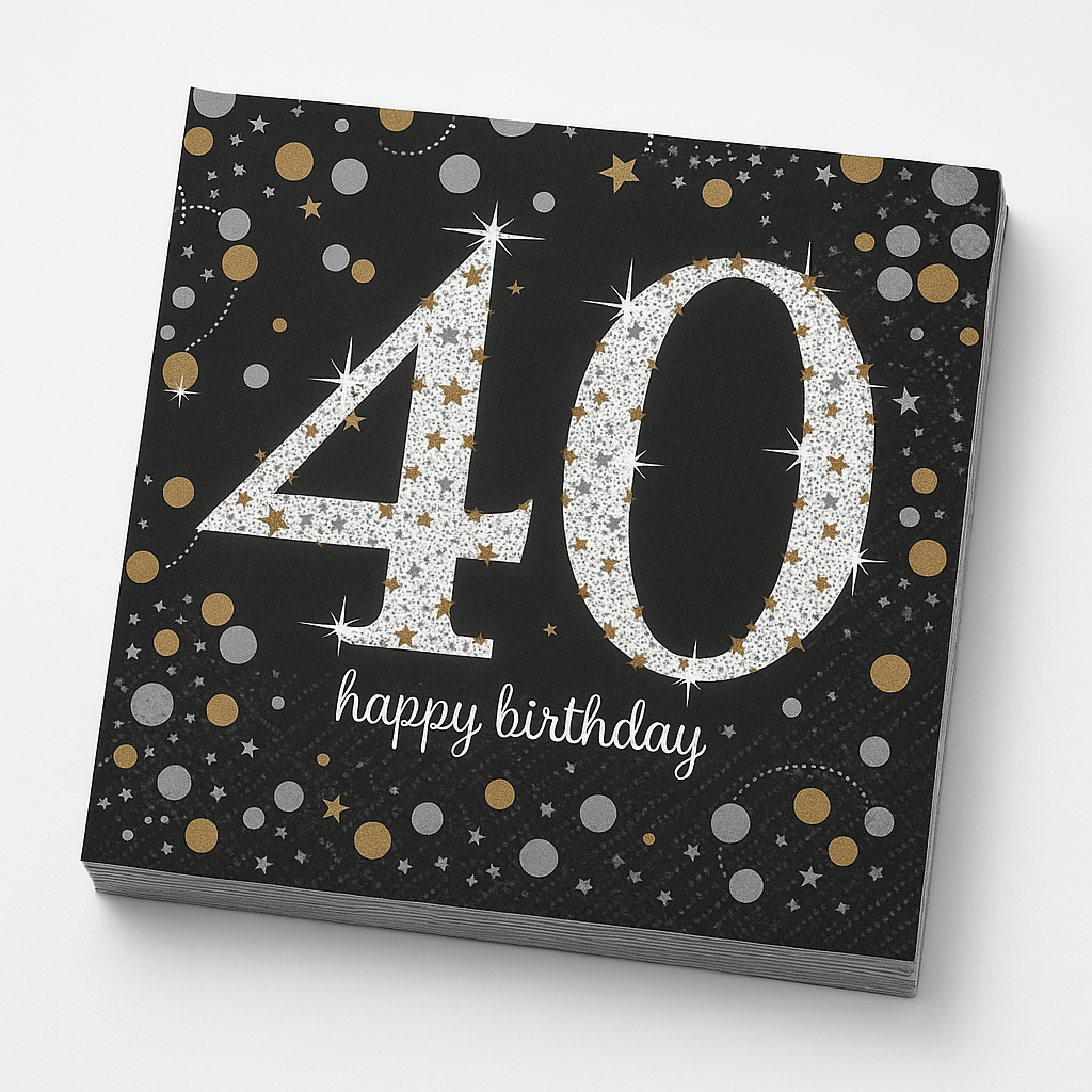 Sparkling Celebration 40th Birthday Lunch Napkins - 16 Pack