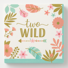 Boho Girl 2nd Birthday Party Napkins ‚Äì "Two Wild" Gold Design, Pack of 16