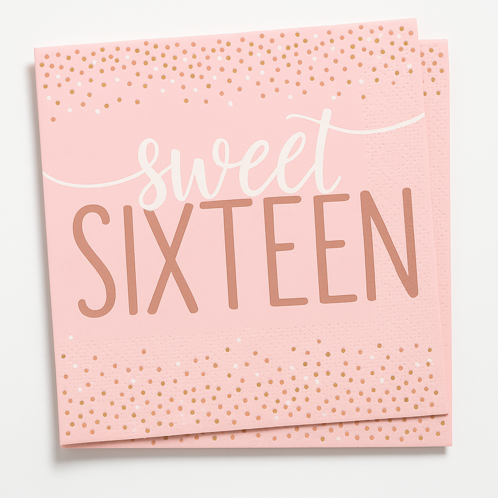 Sweet Sixteen Blush and Rose Gold Lunch Napkins - 16 Pack