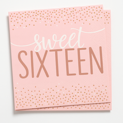 Sweet Sixteen Blush and Rose Gold Lunch Napkins - 16 Pack