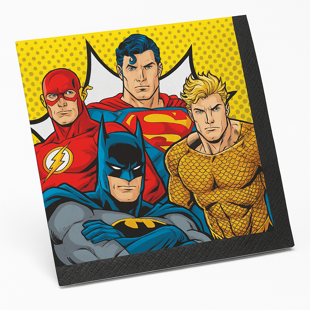 DC Justice League Heroic Lunch Napkins - 6.5 In. x 6.5 In. - 16 Pack