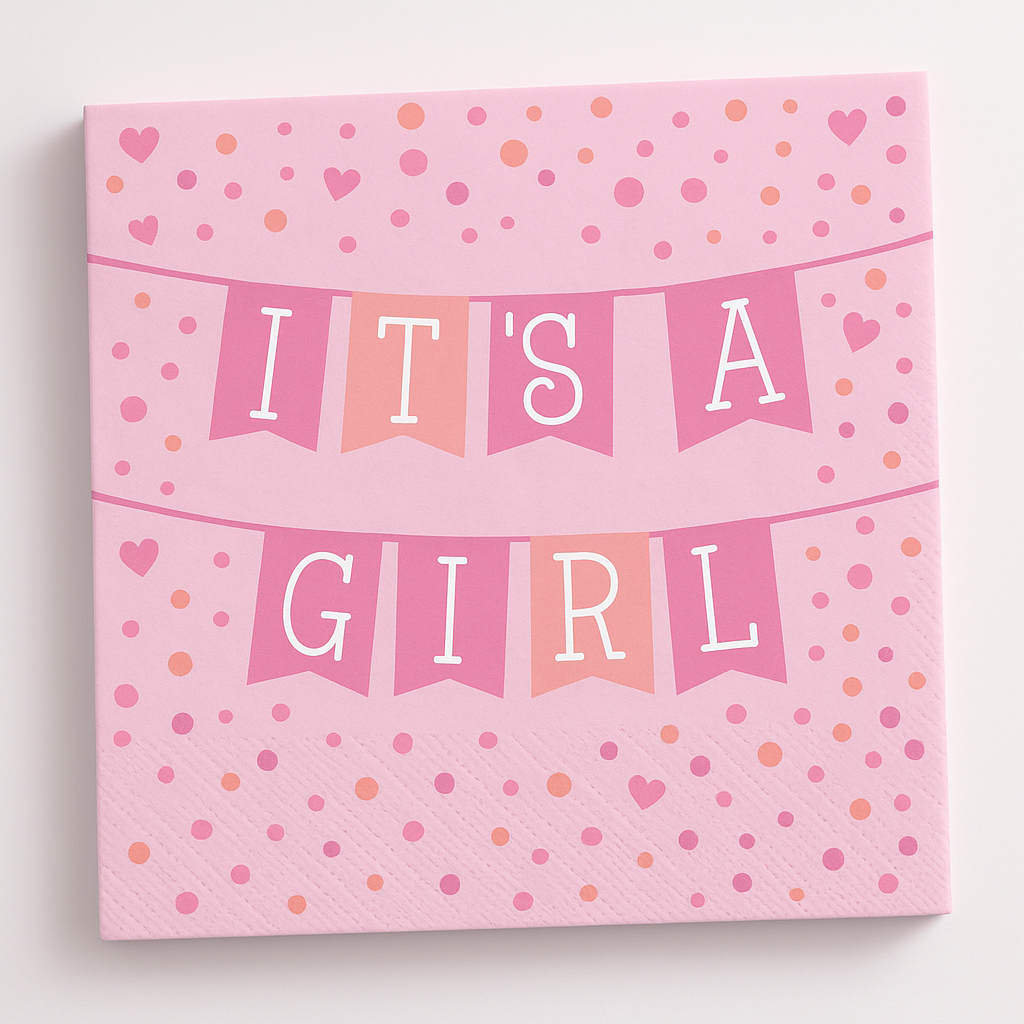 "It's a Girl" Baby Shower Luncheon Napkins - 6.5 In. x 6.5 In.