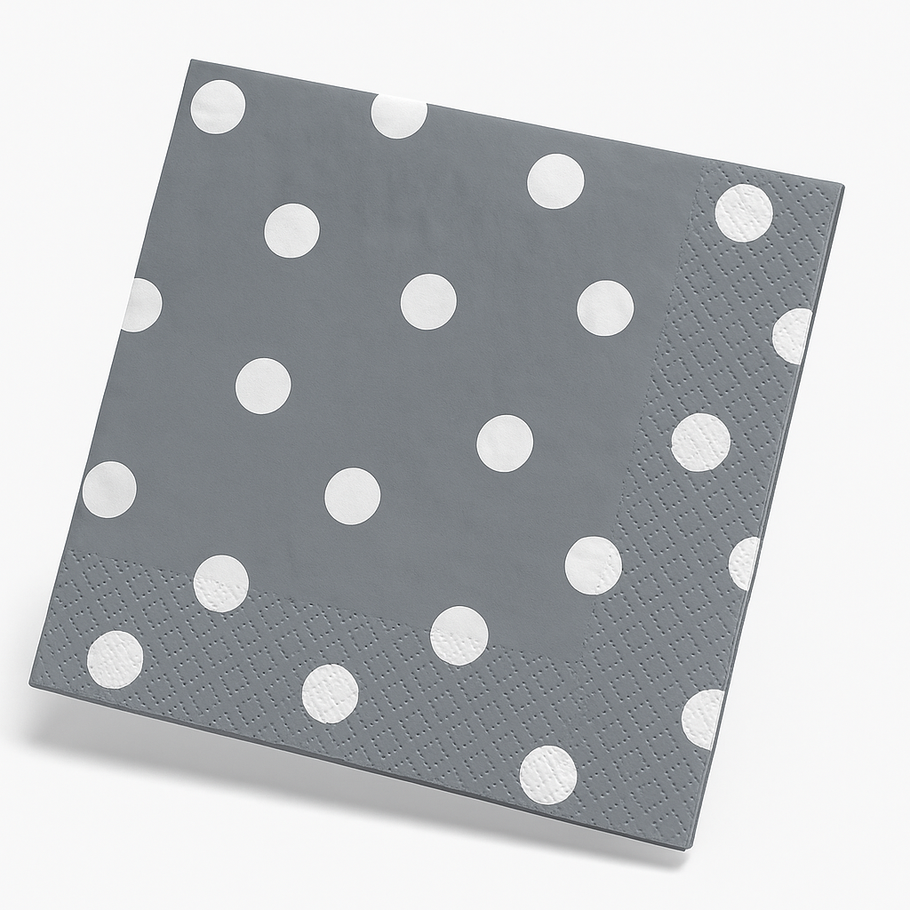 Silver Dot Border Luncheon Napkins