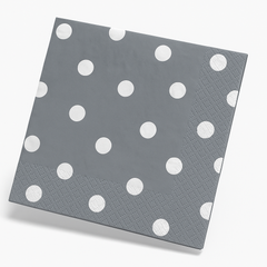Silver Dot Border Luncheon Napkins