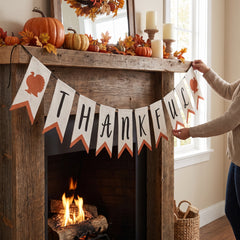 Thankful Burlap Canvas Banner for Thanksgiving Decor