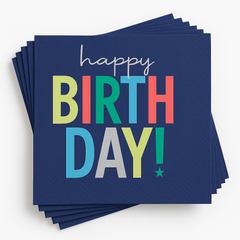 Modern Happy Birthday Lunch Napkins - 16 Pack