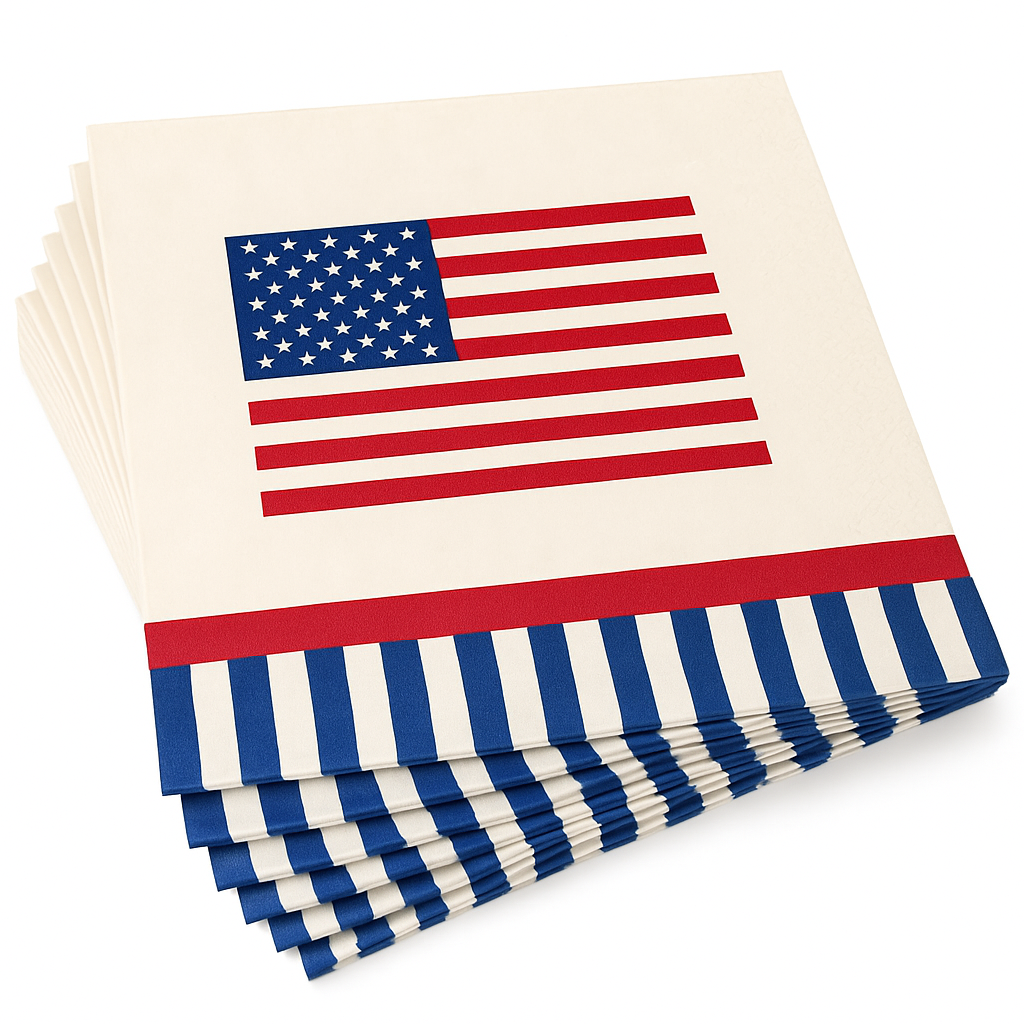 Stars and Stripes Patriotic Lunch Napkins