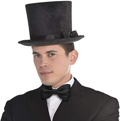 Victorian Top Hat with Bow, Black, One Size, Wearable Costume Accessory for Halloween