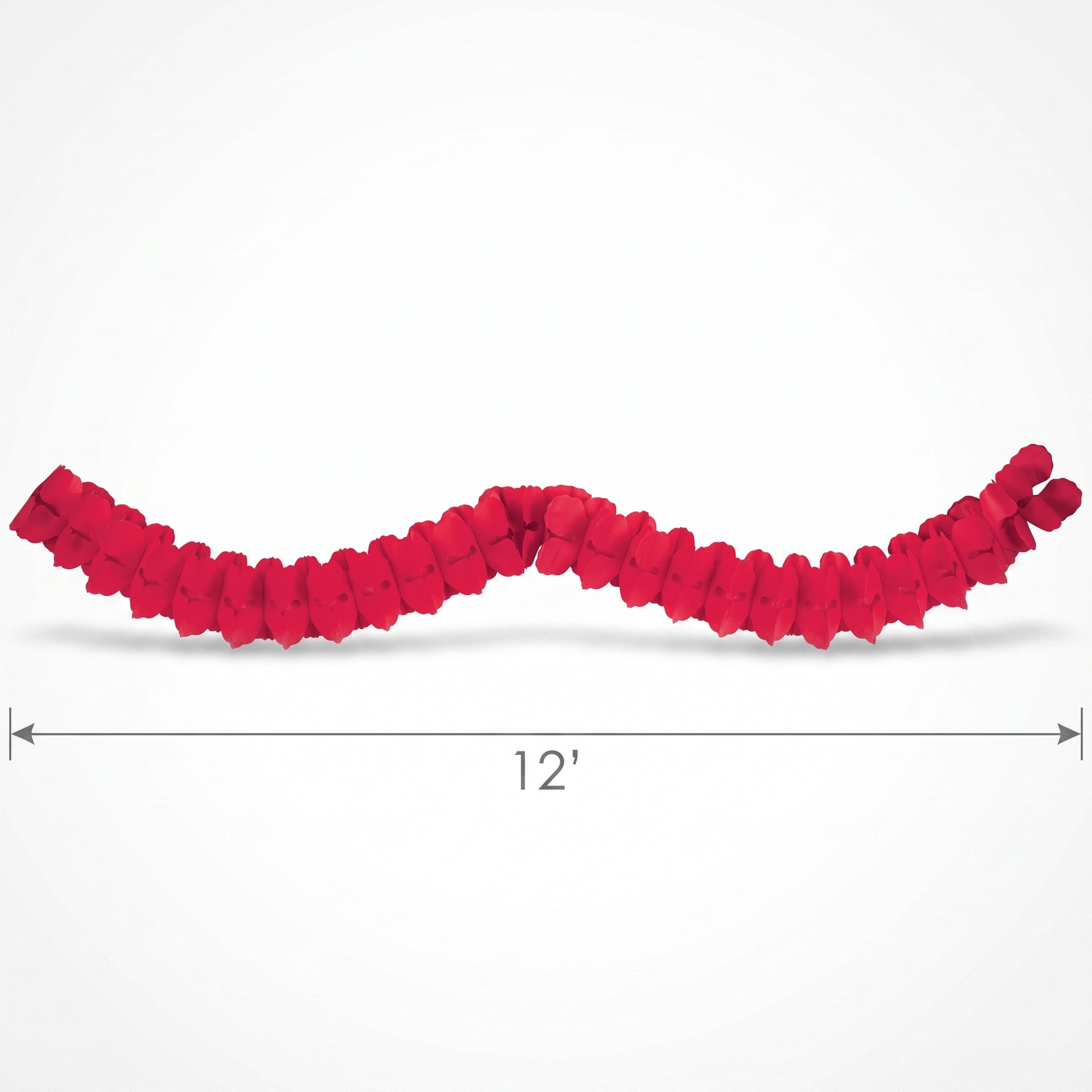Vibrant Red Tissue Paper Garland - 12 ft