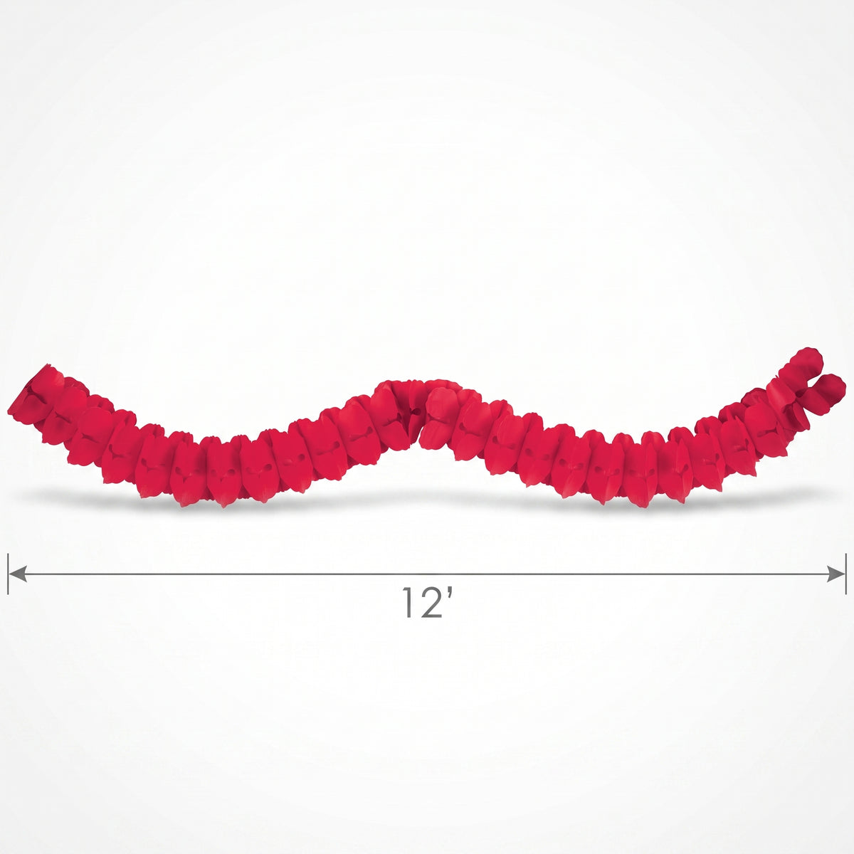 Vibrant Red Tissue Paper Garland - 12 ft