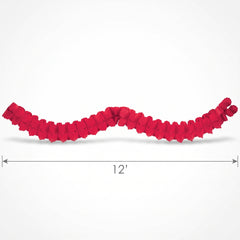 Vibrant Red Tissue Paper Garland - 12 ft
