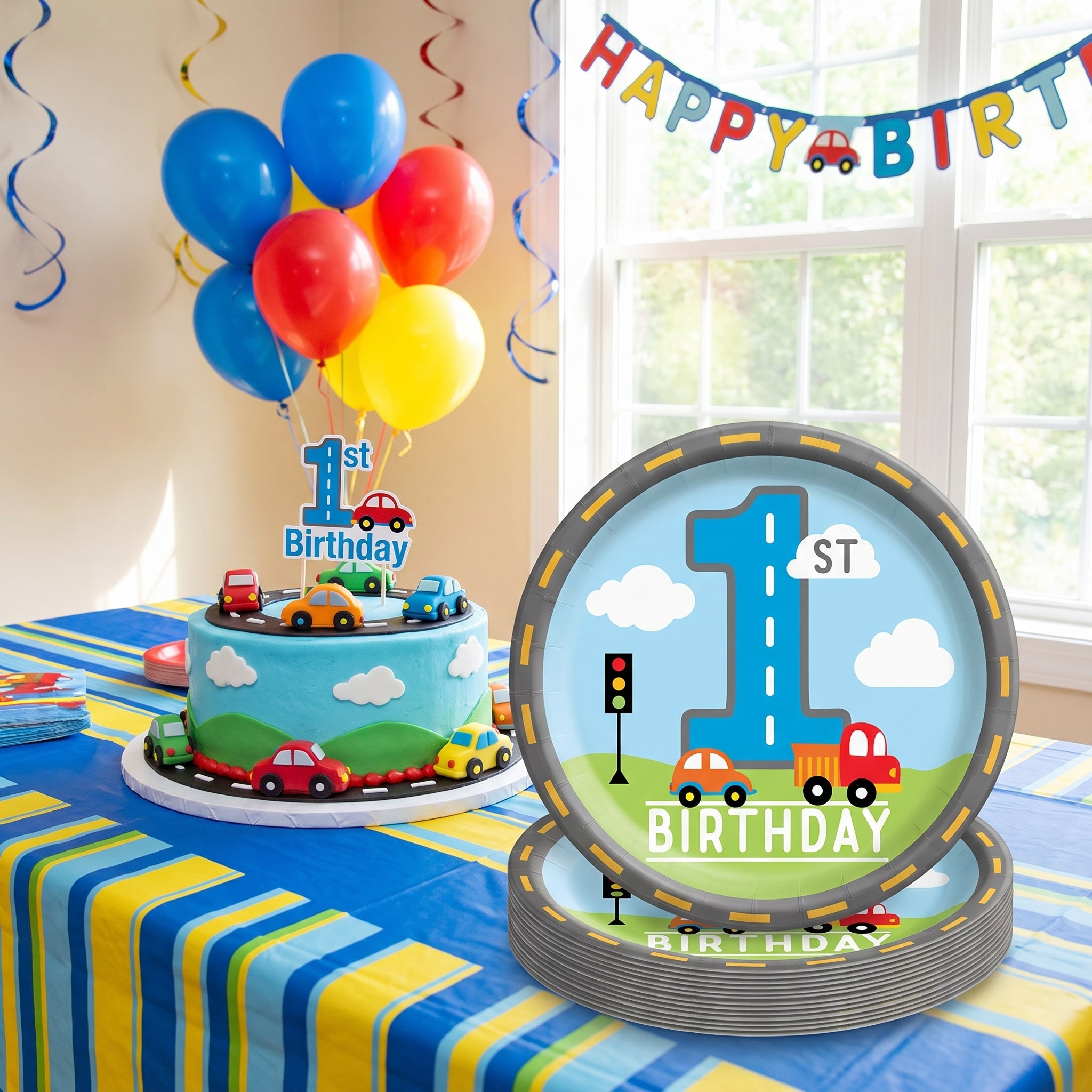 "On the Road" 1st Birthday 6.75" Plates