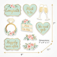 Mint Floral Wedding Cutout Decorations, 12-Pack