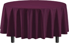 Round Plum Plastic Table Covers | 12 Pack