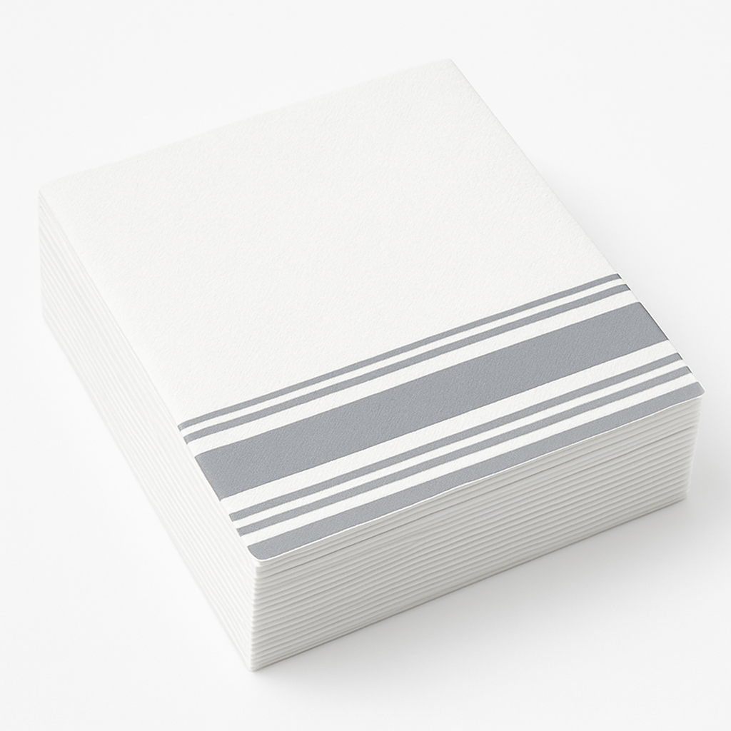 Elegant Silver Stripe Airlaid Dinner Napkins - 40 Pack