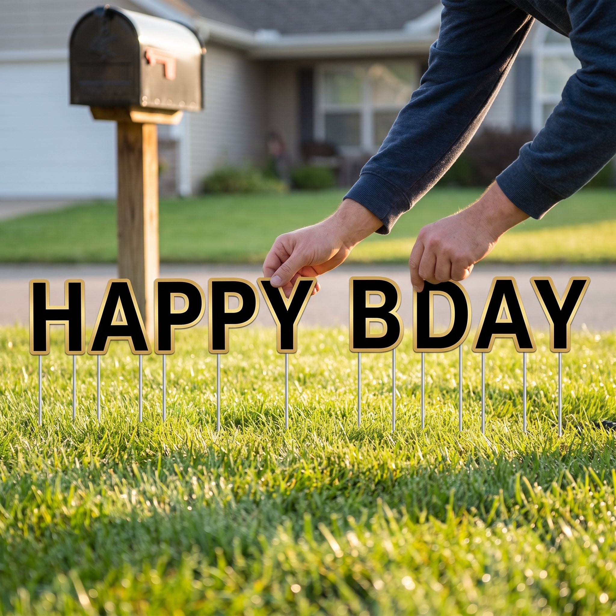 "Better with Age" Birthday Yard Sign - Black/Gold, 9-Piece Set