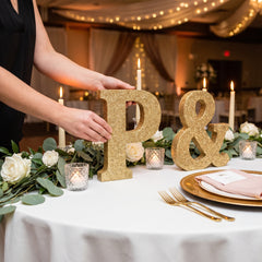 Glitter Gold Letter "P" Decorative Standing Sign