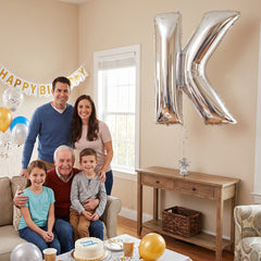Silver Letter "K" Foil Balloon - Metallic Super Shape