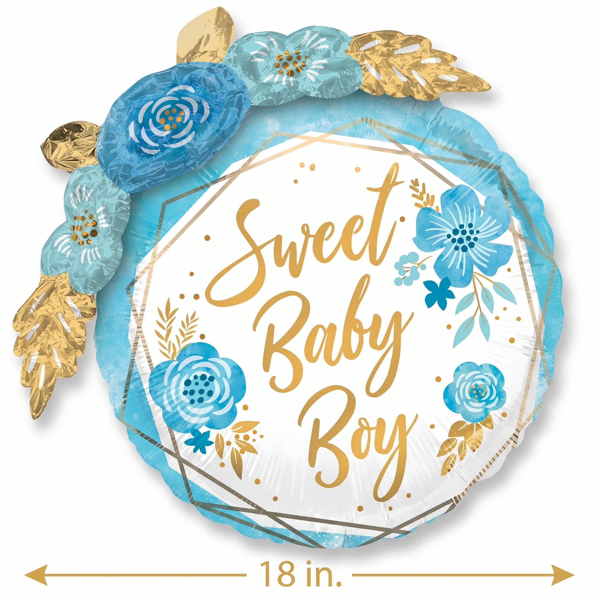Deluxe Floral Geo Baby Boy Foil Balloon