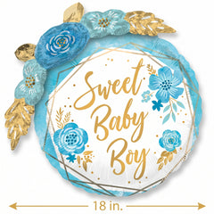 Deluxe Floral Geo Baby Boy Foil Balloon