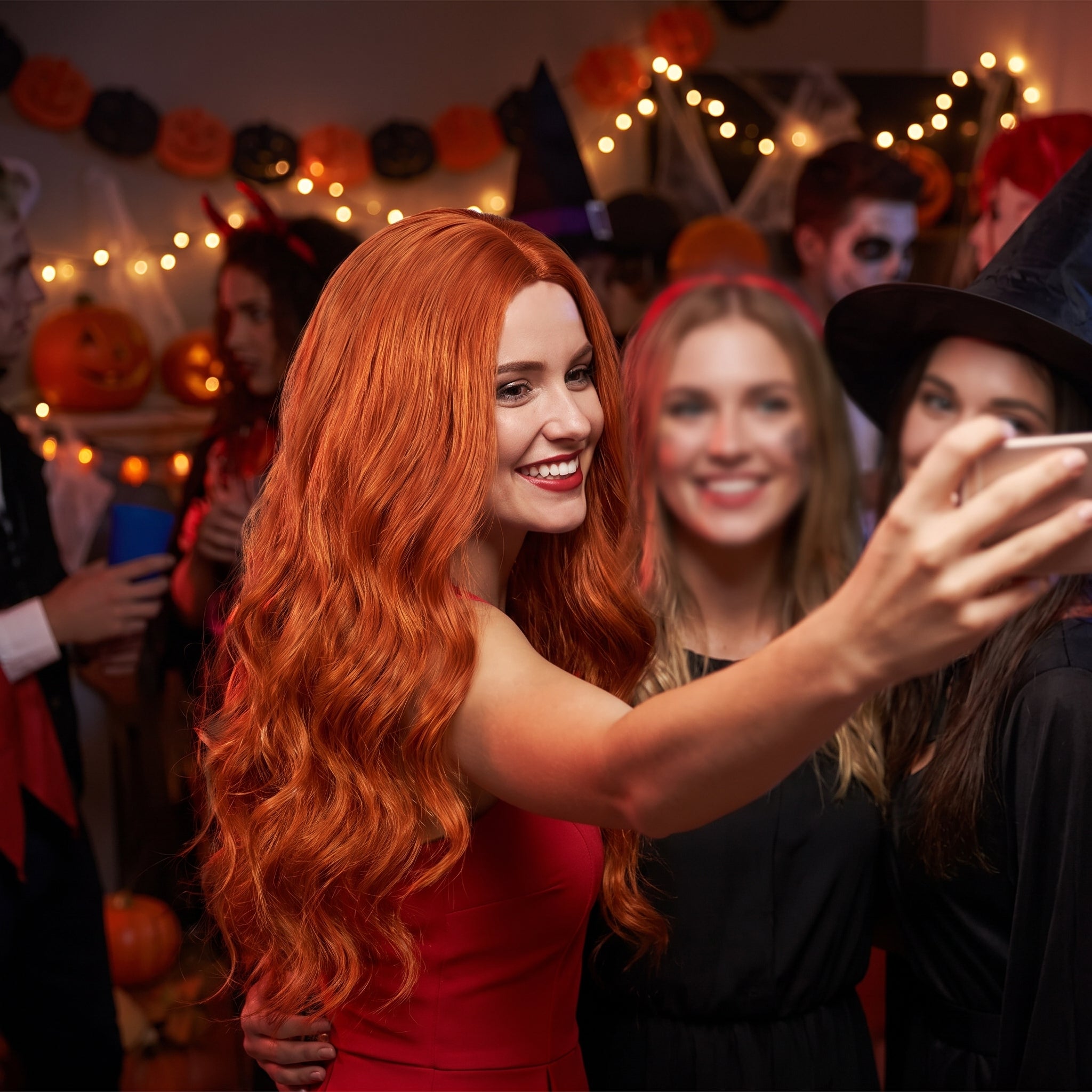 Vibrant Red Long Wavy Wig - Perfect Costume Accessory
