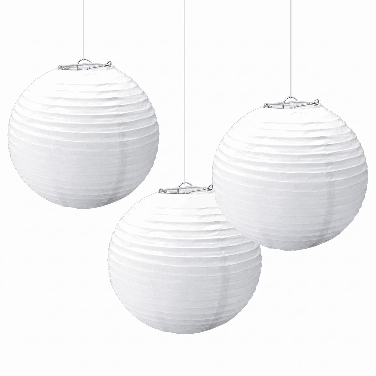 9.5" Frosty White Paper Lanterns - 3 Pack