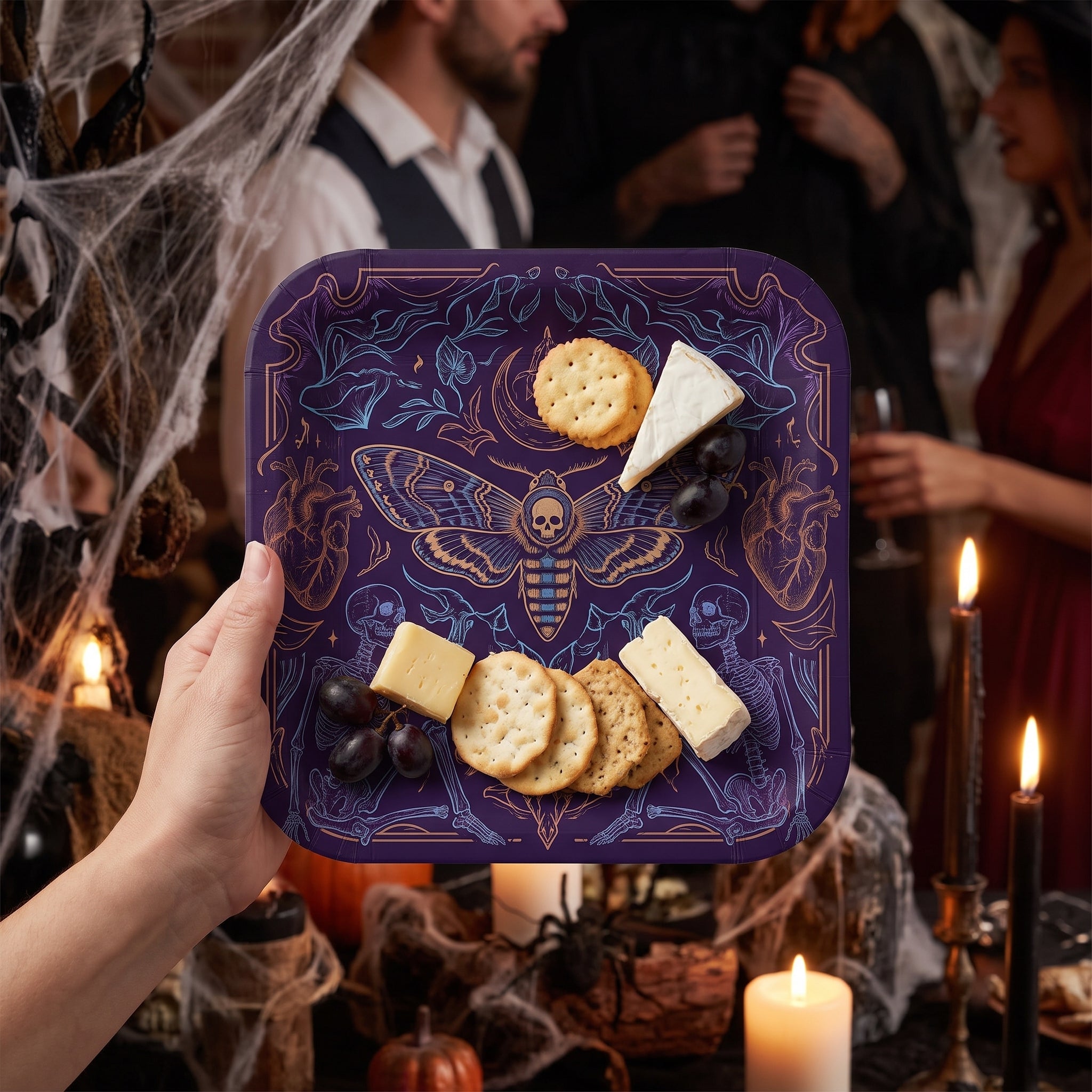 Dark Academia Halloween 7" Square Paper Plates