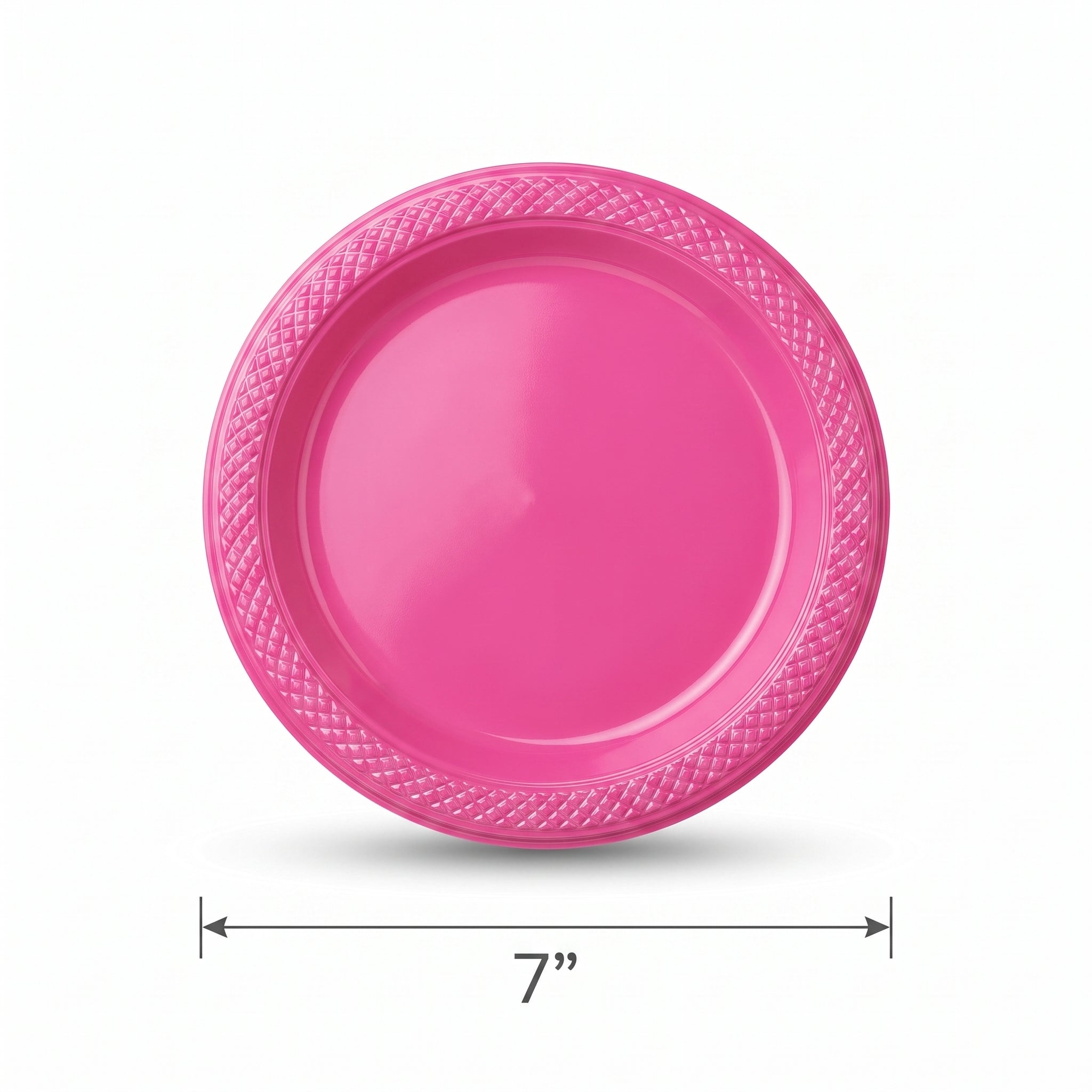 Bright Pink Plastic Dessert Plates - 7 In. | 20 Count