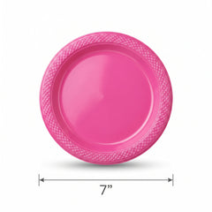 Bright Pink Plastic Dessert Plates - 7 In. | 20 Count
