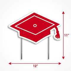 Graduation Cap Yard Sign Stake - Red