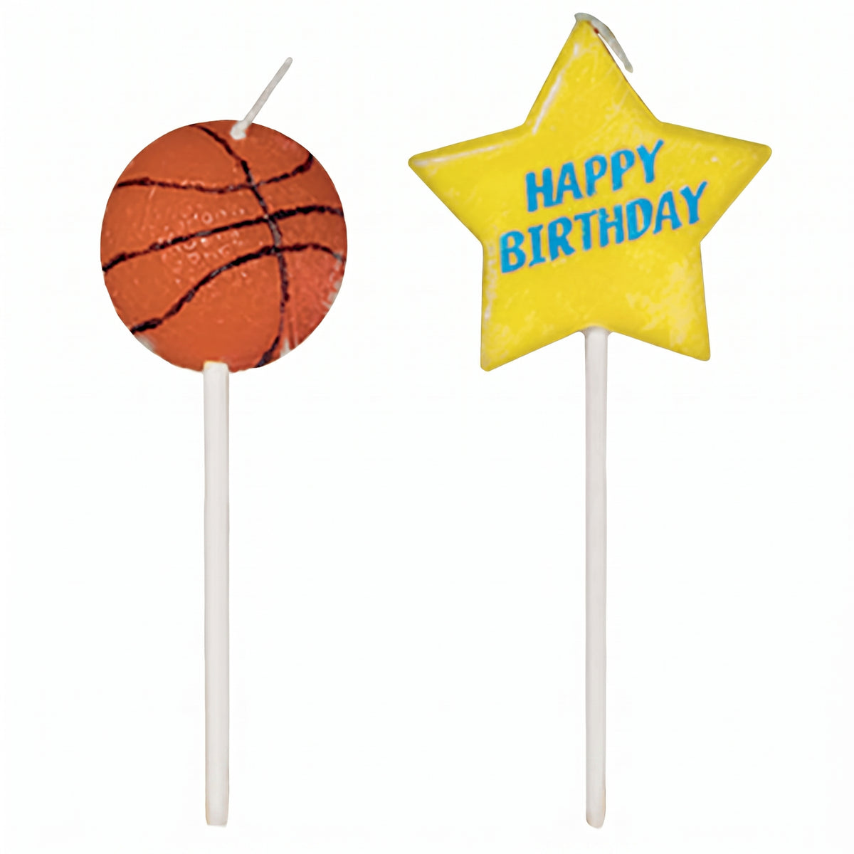 Basketball Birthday Candle Picks, 3-Inch, 6-Pack for Sports Party