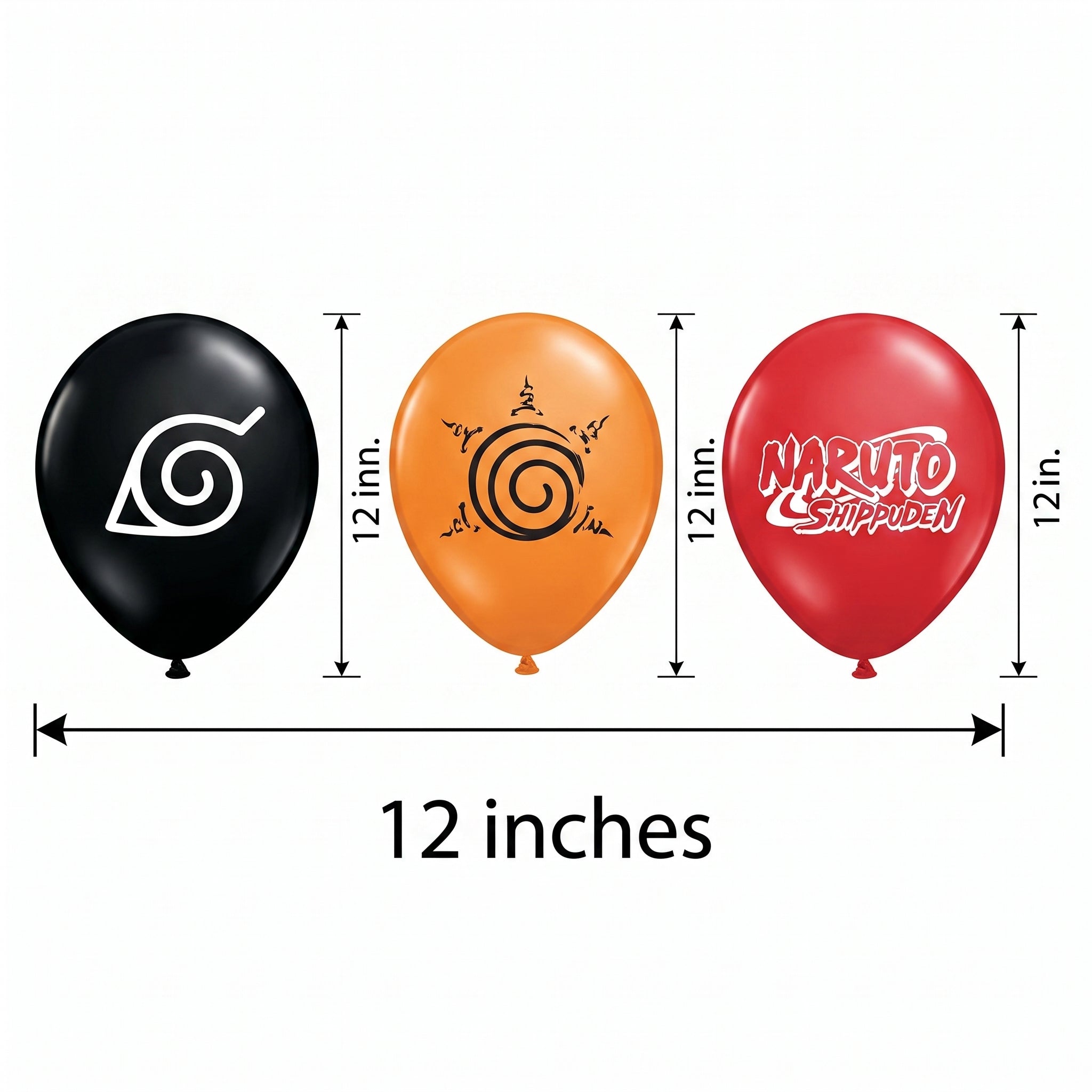 Naruto Shippuden Themed 12" Latex Balloons - Set of 6
