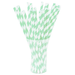 Mint Striped Paper Straws | 100 Count