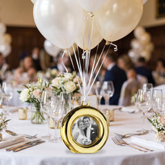 Elegant White Gold Balloon Weight Photo Frame