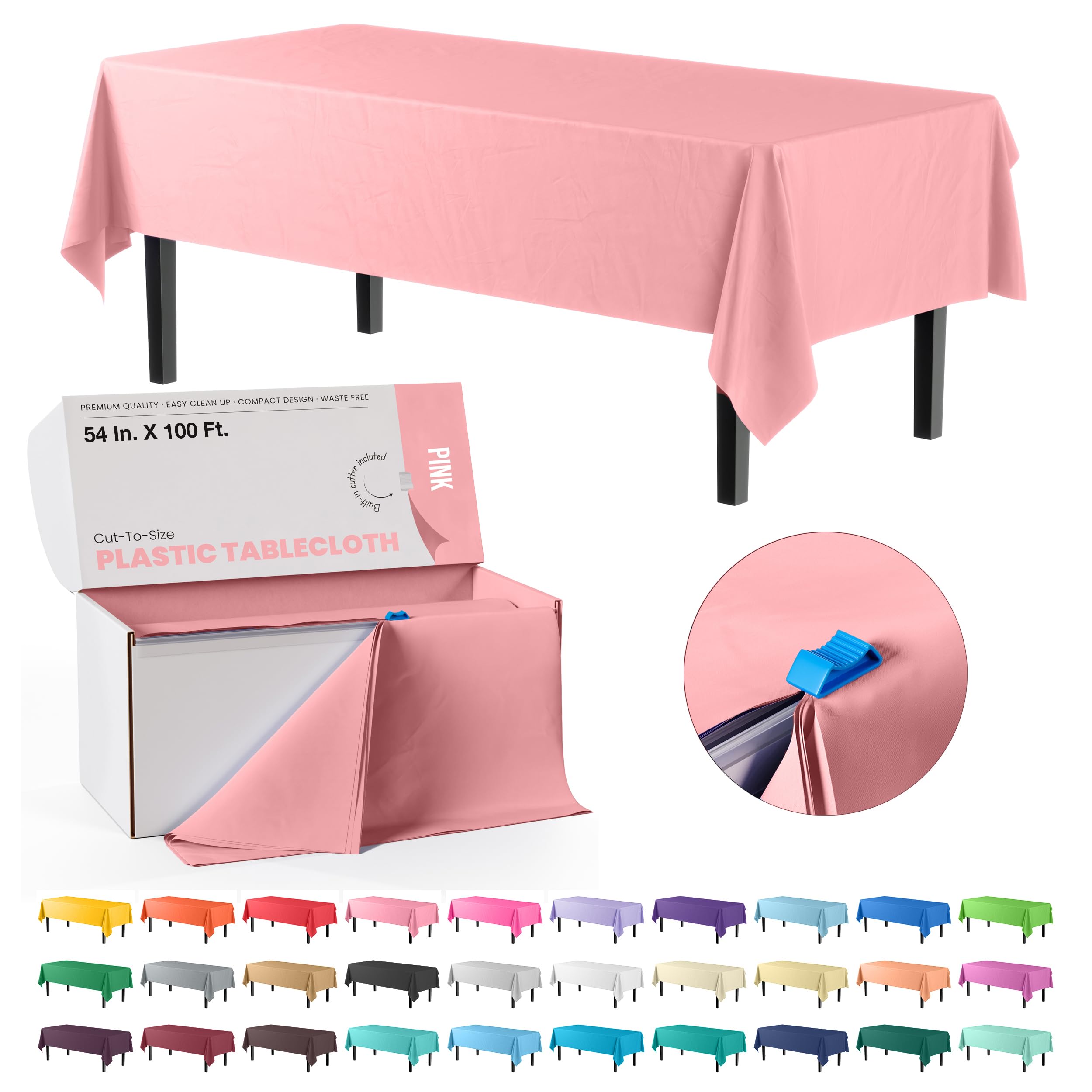 54 In. x 100 Ft. Cut To Size Table Roll | Pink