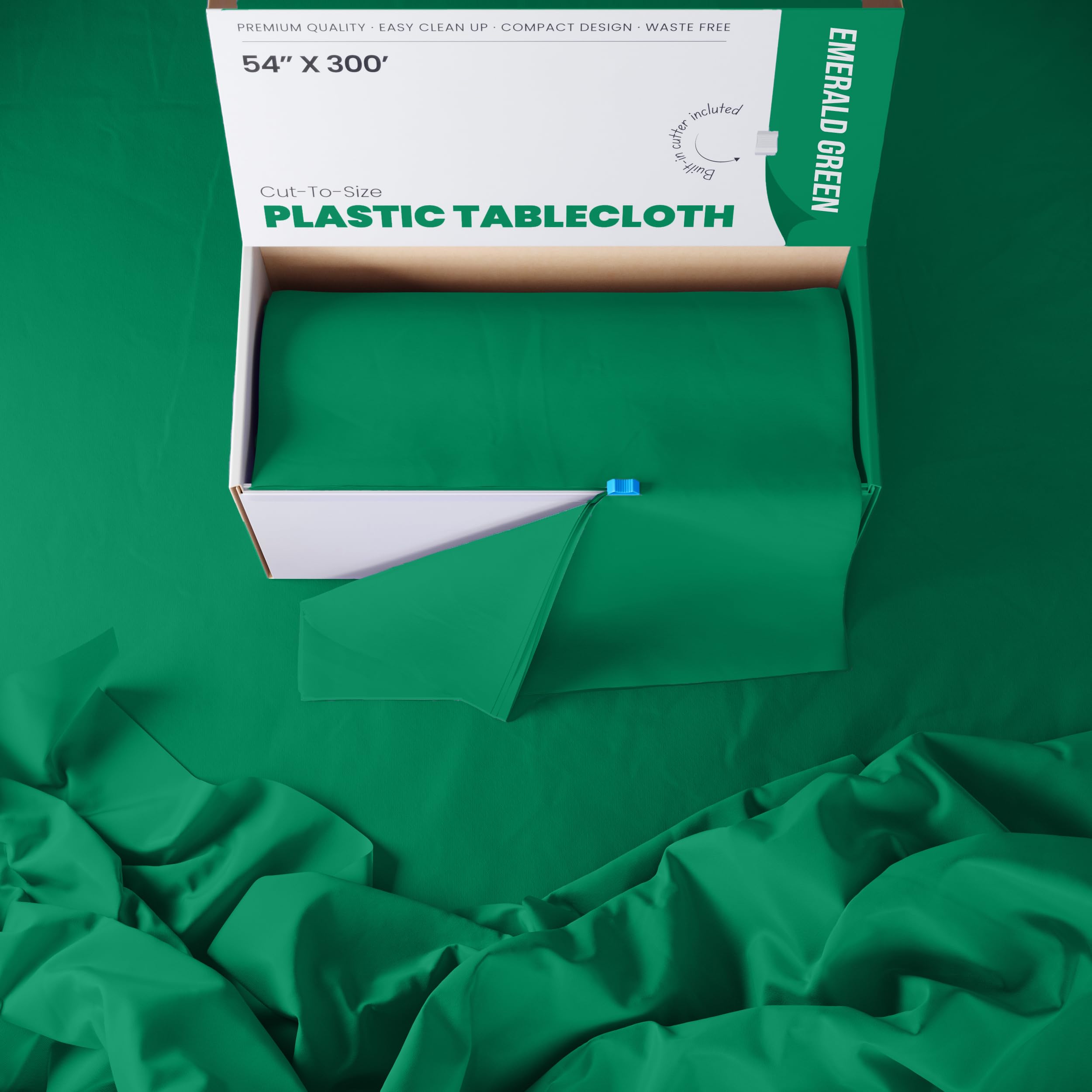 54 In. x 300 Ft. Cut To Size Table Roll  | Emerald Green | Case of 4