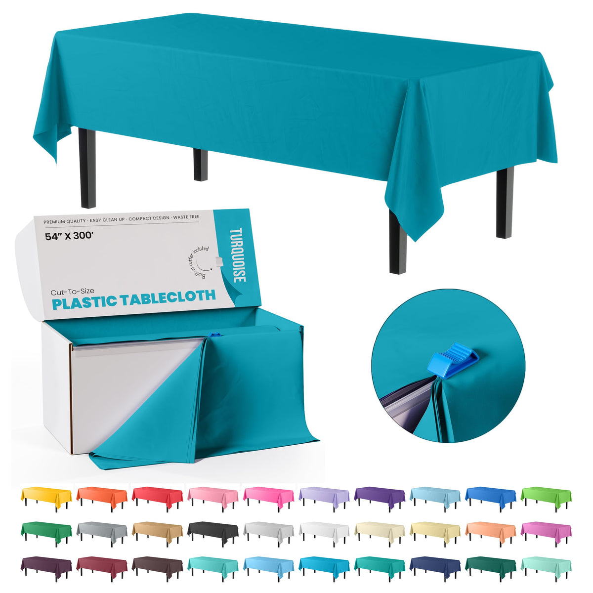 54 In. x 300 Ft. Cut To Size Table Roll | Turquoise