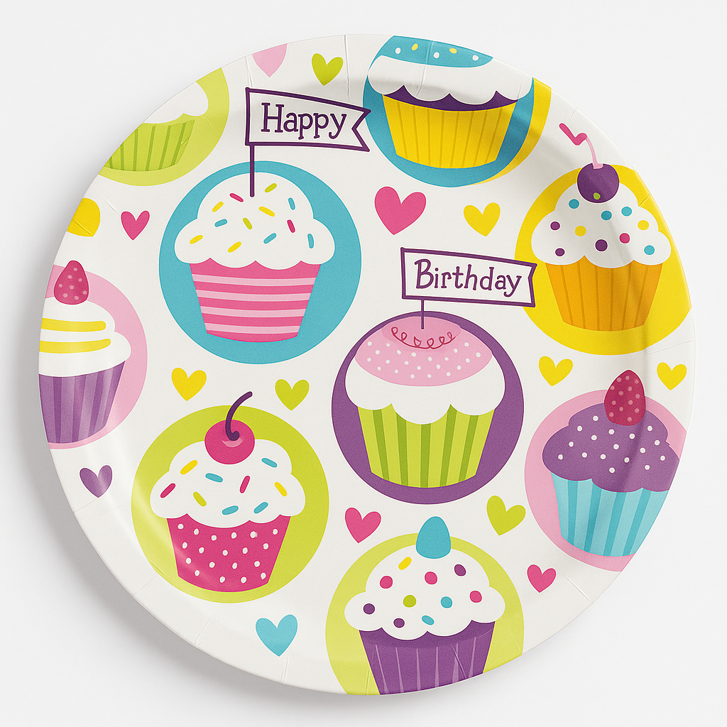 Cupcake Party 7" Round Paper Plates