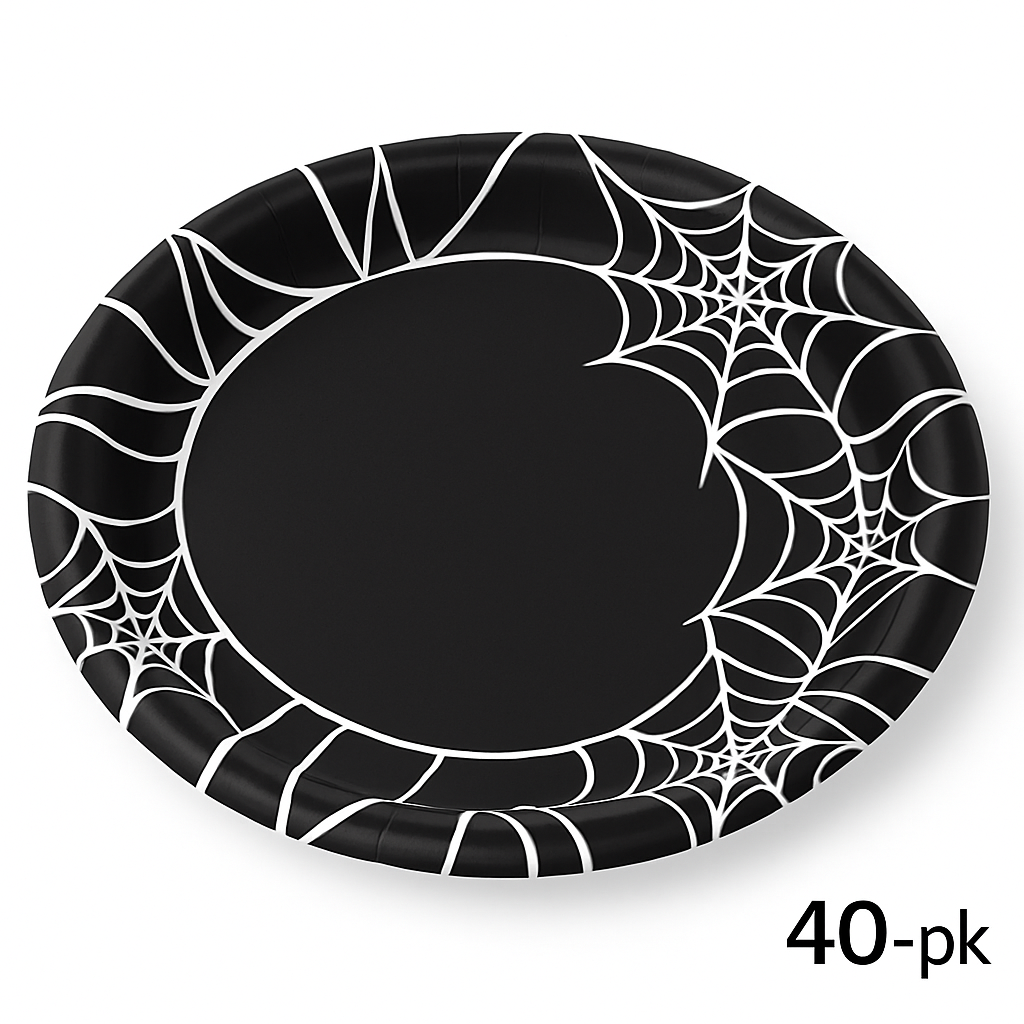 Spider Web Halloween Paper Dessert Plates - 6.75-Inch, 40-Pack