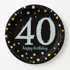 Sparkling Celebration 40th Birthday Prismatic Dessert Plates, 7-Inch, 8-Pack