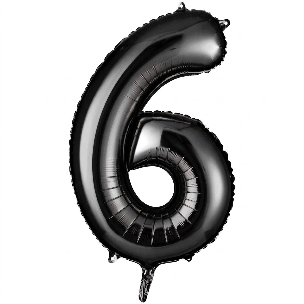 Black Number "6" Foil Balloon | 34"