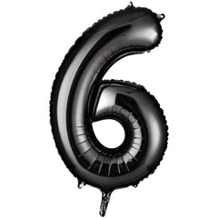 Black Number "6" Foil Balloon | 34"