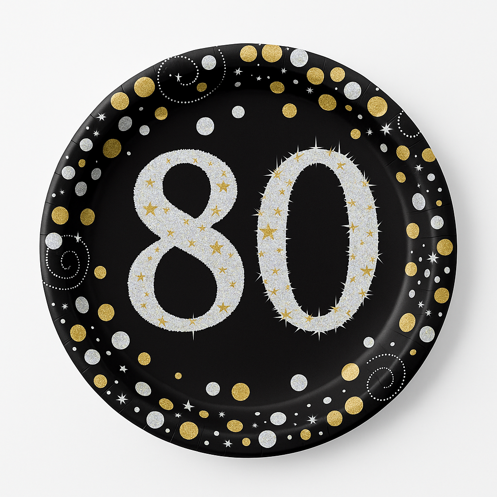 Prismatic Celebrate 80th Birthday 7" Round Plates