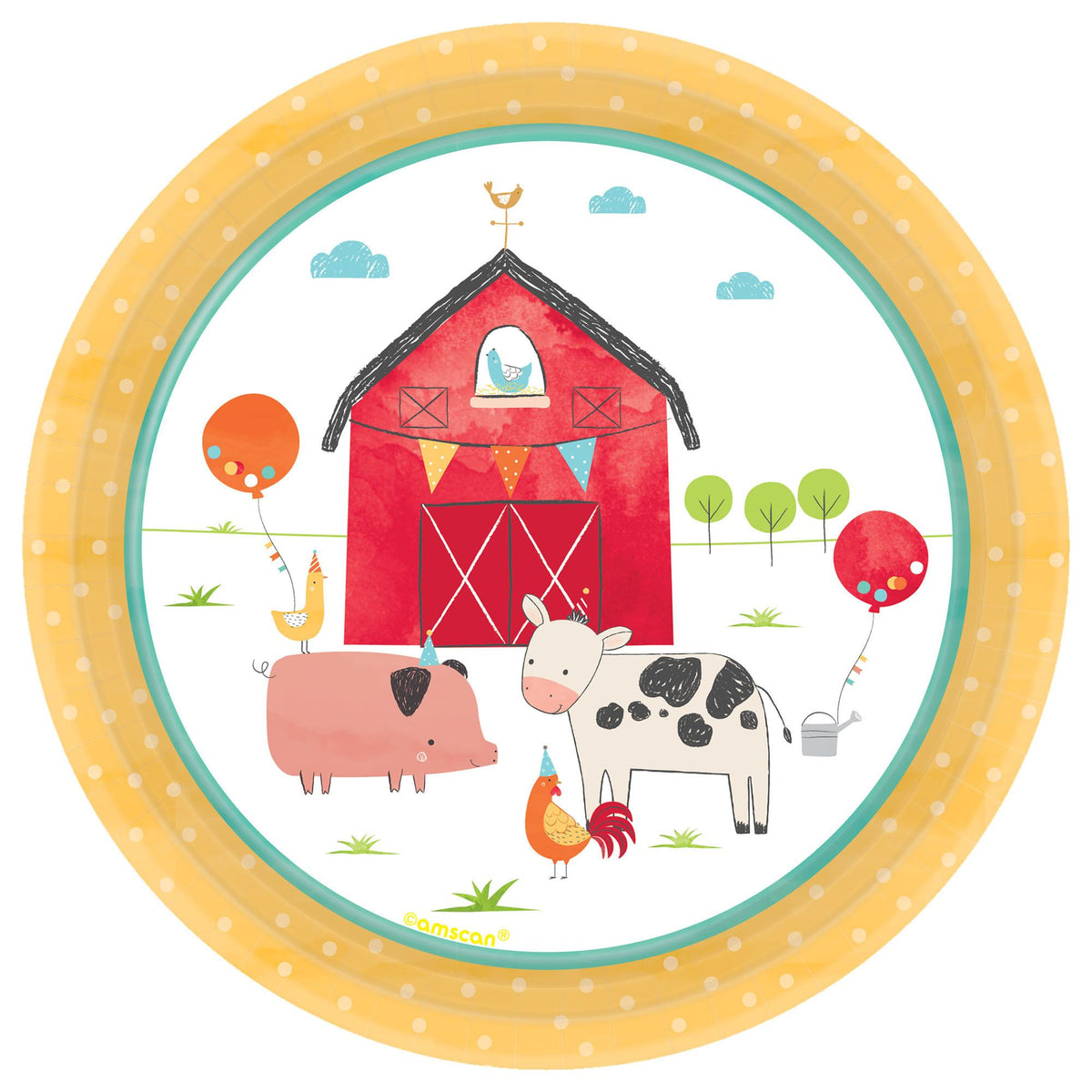 Barnyard Friends 7" Round Paper Plates