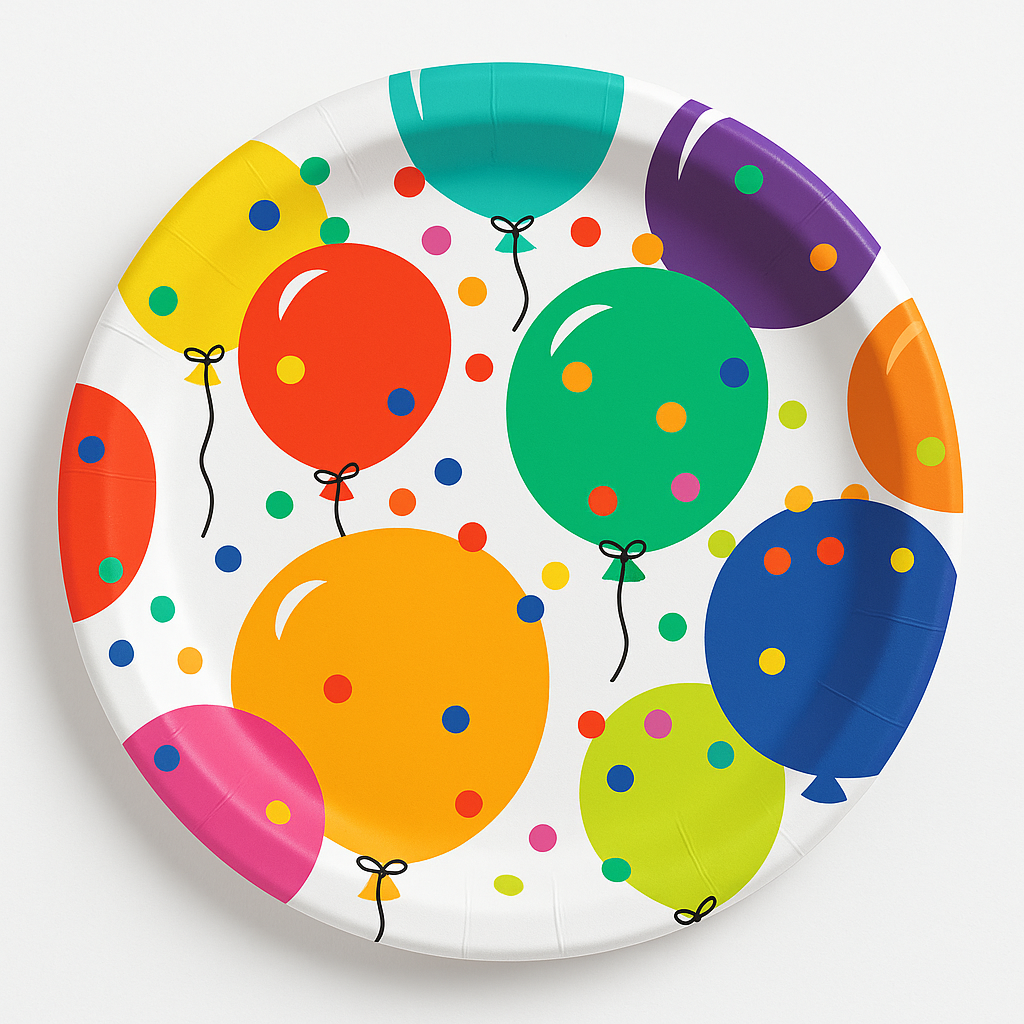 Colorful Balloon Party Paper Plates - 6.75"