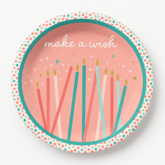 Happy Cake Day "Make a Wish" 7-Inch Round Paper Plates, 8-Pack