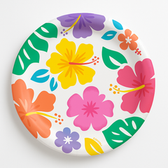 Vibrant Hibiscus 6.75" Round Paper Plates