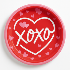 "XOXO" Valentine's Day 7" Round Paper Plates