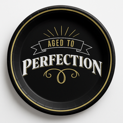 "Aged to Perfection" Gold-Trimmed Birthday Plates, 7-Inch, 8-Pack